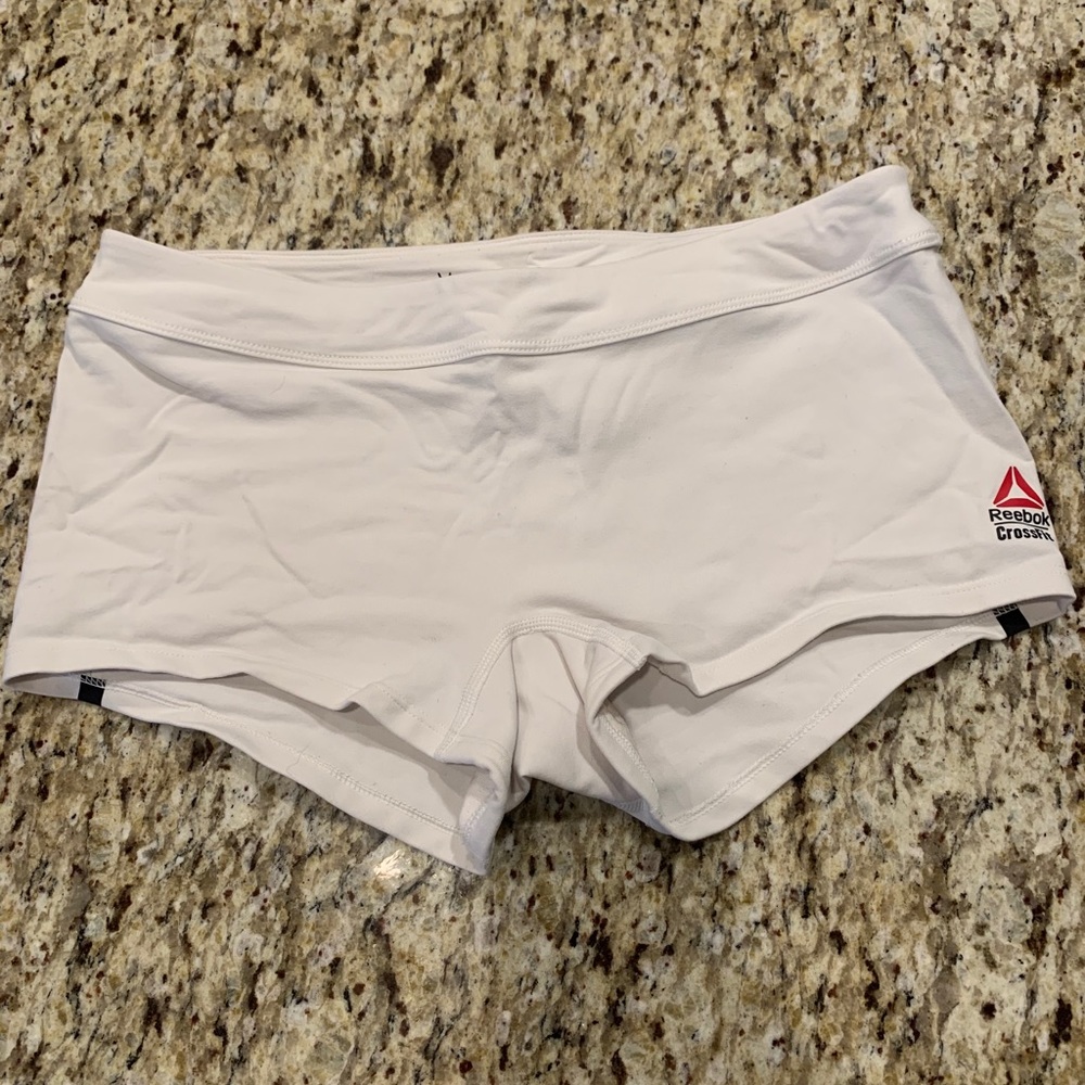 White Reebok crossfit booty shorts